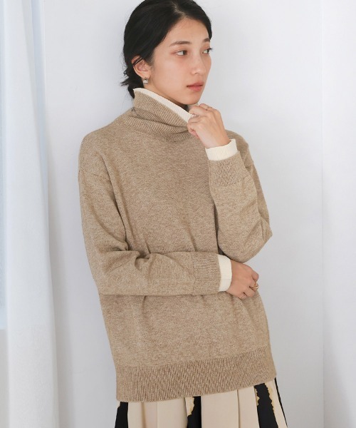 Bou Jeloud（ブージュルード）の「バイカラータートルプルオーバー（ニット/セーター・レディース・ブラック/オレンジ/ベージュ・FREE）」の4枚目の写真