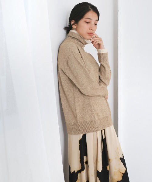 Bou Jeloud（ブージュルード）の「バイカラータートルプルオーバー（ニット/セーター・レディース・ブラック/オレンジ/ベージュ・FREE）」の7枚目の写真