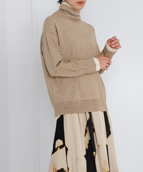 Bou Jeloud（ブージュルード）の「バイカラータートルプルオーバー（ニット/セーター・レディース・ブラック/オレンジ/ベージュ・FREE）」の11枚目の写真