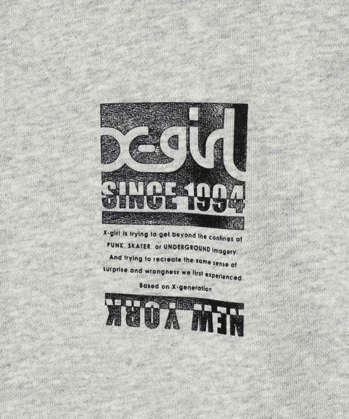 X-girl(エックスガール)の「BICOLOR BOX LOGO SWEAT TOP(スウェット・レディース・アッシュ/ピンク/ブラック・S/XL/L/M)」の9枚目の写真