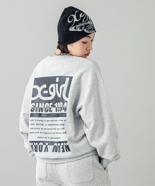 X-girl(エックスガール)の「BICOLOR BOX LOGO SWEAT TOP(スウェット・レディース・アッシュ/ピンク/ブラック・S/XL/L/M)」の20枚目の写真