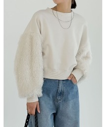 Re:EDIT（リエディ）の「ラメフェザースリーブ裏毛ショート丈プルオーバー（スウェット）」
