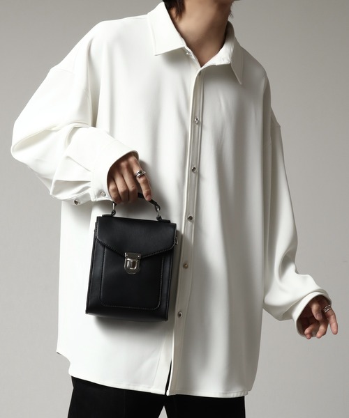 welise(ウェライズ)の「【welise/ウェライズ】メタルバックル アーティフィシャルレザー 2wayハンドバッグ/ショルダーバッグ(ショルダーバッグ・メンズ・ブラック/ホワイト×ブラウン/ブラック×グレー/ブラック系その他/ワイン/グレー・FREE)」の10枚目の写真