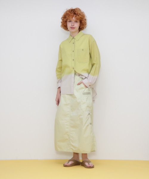 AVIREX（アヴィレックス）の「TIERED DYEING SHIRT/タイダイ シャツ（シャツ/ブラウス・レディース・ネイビー/ライム/チャコールグレー・FREE）」の9枚目の写真