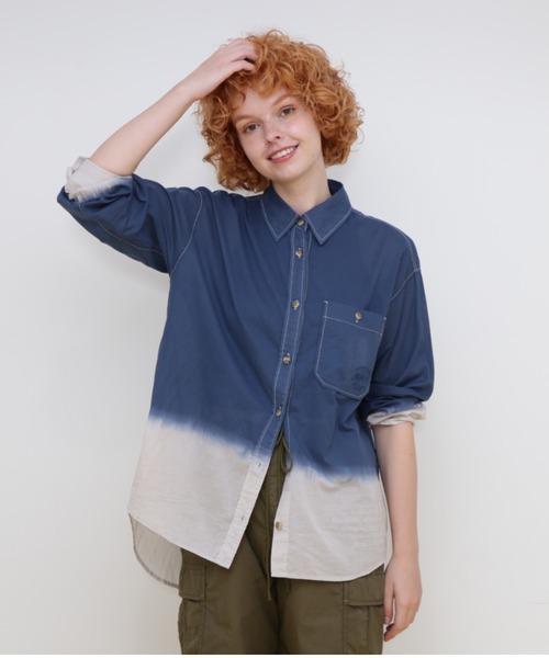AVIREX（アヴィレックス）の「TIERED DYEING SHIRT/タイダイ シャツ（シャツ/ブラウス・レディース・ネイビー/ライム/チャコールグレー・FREE）」の12枚目の写真