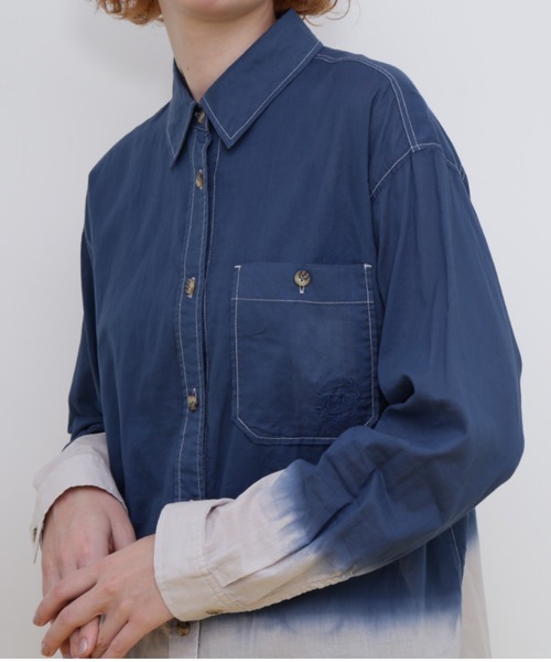 AVIREX（アヴィレックス）の「TIERED DYEING SHIRT/タイダイ シャツ（シャツ/ブラウス・レディース・ネイビー/ライム/チャコールグレー・FREE）」の18枚目の写真
