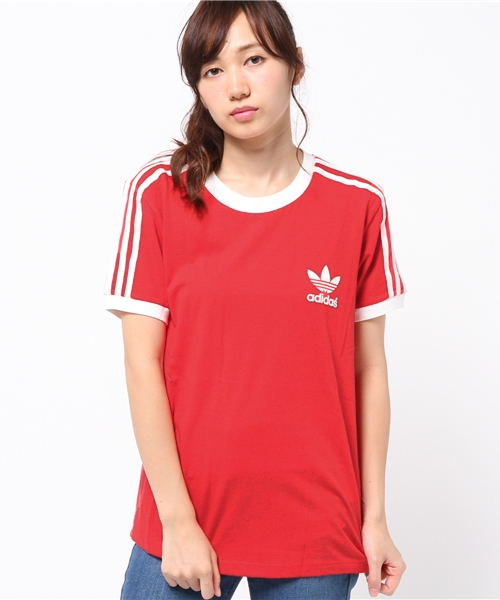 adidas（アディダス）の「【adicolor】オリジナルス Tシャツ[3 STRIPES TEE]（Tシャツ/カットソー・レディース・ブラック/レッド系その他/ブルー系その他・MEDIUM/LARGE/SMALL/XX-LARGE/X-SMALL/X-LARGE）」の3枚目の写真