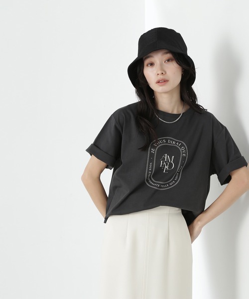 NATURAL BEAUTY BASIC(ナチュラルビューティーベーシック)の「◇サークルロゴボクシーTシャツ(Tシャツ/カットソー・レディース・ライトグリーン/チャコールグレー/オフホワイト・FREE)」の21枚目の写真
