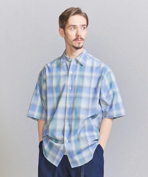⚠️美品タグ有⚠️尾州オンブレチェックレギュラーテーパードショートスリーブシャツ BEAUTY&YOUTH UNITED ARROWS（ビューティーアンドユースユナイテッド