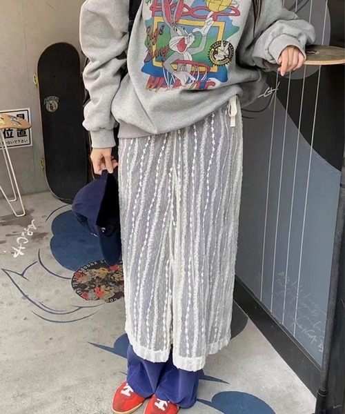 VitaFelice（ヴィータフェリーチェ）の「チュールレース 巻きスカート シアースカート レースラップスカート（スカート・レディース・ブラック/アイボリー・FREE）」の8枚目の写真