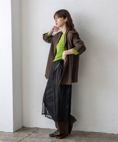 VitaFelice（ヴィータフェリーチェ）の「チュールレース 巻きスカート シアースカート レースラップスカート（スカート・レディース・ブラック/アイボリー・FREE）」の22枚目の写真