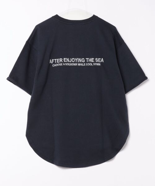 anap mimpi(アナップミンピ)の「ガーゼ裏毛 サーフ刺繍 ラウンド スウェット プルオーバー(Tシャツ/カットソー・レディース・ネイビー/キナリ・FREE)」の3枚目の写真