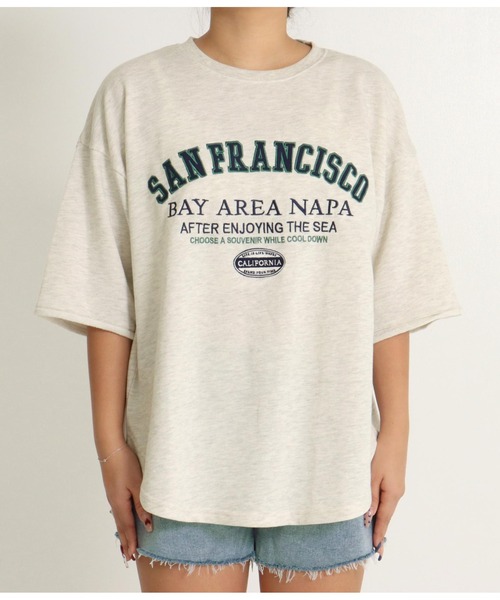 anap mimpi(アナップミンピ)の「ガーゼ裏毛 サーフ刺繍 ラウンド スウェット プルオーバー(Tシャツ/カットソー・レディース・ネイビー/キナリ・FREE)」の20枚目の写真