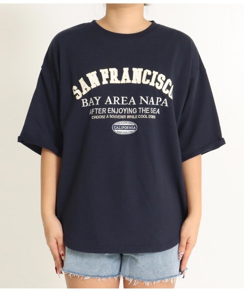 anap mimpi(アナップミンピ)の「ガーゼ裏毛 サーフ刺繍 ラウンド スウェット プルオーバー(Tシャツ/カットソー・レディース・ネイビー/キナリ・FREE)」の21枚目の写真