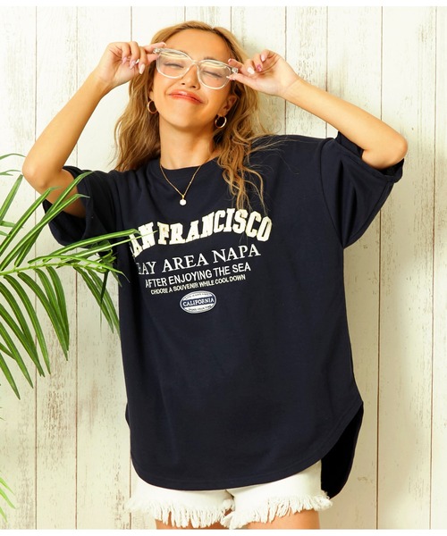 anap mimpi(アナップミンピ)の「ガーゼ裏毛 サーフ刺繍 ラウンド スウェット プルオーバー(Tシャツ/カットソー・レディース・ネイビー/キナリ・FREE)」の15枚目の写真