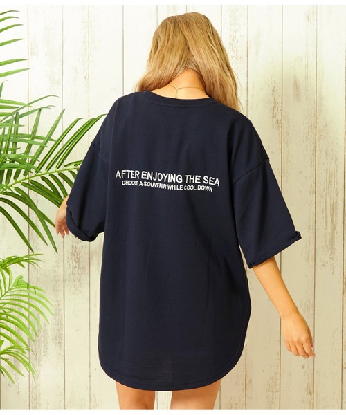 anap mimpi(アナップミンピ)の「ガーゼ裏毛 サーフ刺繍 ラウンド スウェット プルオーバー(Tシャツ/カットソー・レディース・ネイビー/キナリ・FREE)」の16枚目の写真