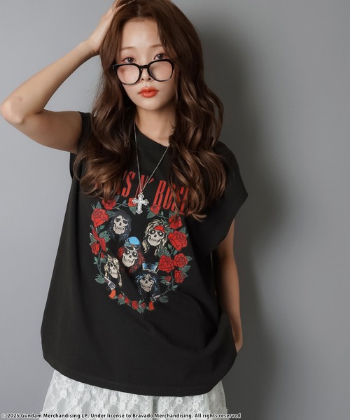 同柄のスパッツも有りHermesFigure Artistiqueクロップトップ セール】バンドTシャツ/Guns N' Roses/Metallica/Sex Pistols(T