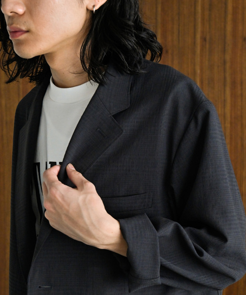 新品）吸水速乾/接触冷感EVALETシャドーチェックフィールドジャケット紺L 吸水速乾 / 接触冷感” EVALET シャドーチェック フィールド