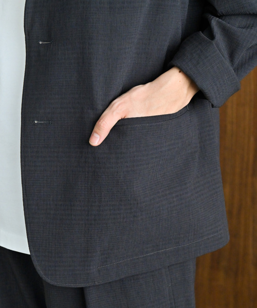 新品）吸水速乾/接触冷感EVALETシャドーチェックフィールドジャケット紺L 吸水速乾 / 接触冷感” EVALET シャドーチェック フィールド