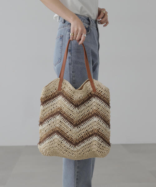 FREE'S MART（フリーズマート）の「◆ジグザグペーパートートバッグ（トートバッグ・レディース・ブルー/ベージュ・ﾌﾘ-）」の15枚目の写真