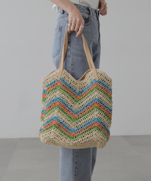 FREE'S MART（フリーズマート）の「◆ジグザグペーパートートバッグ（トートバッグ・レディース・ブルー/ベージュ・ﾌﾘ-）」の18枚目の写真