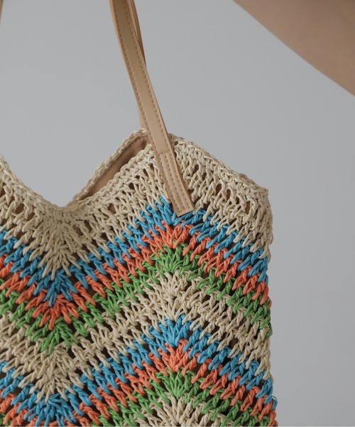 FREE'S MART（フリーズマート）の「◆ジグザグペーパートートバッグ（トートバッグ・レディース・ブルー/ベージュ・ﾌﾘ-）」の10枚目の写真