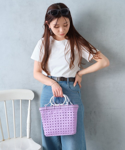 Actually（アクチュアリー）の「Lila Basket Sサイズ（かごバッグ・レディース・オレンジ/ラベンダー・フリー）」の11枚目の写真