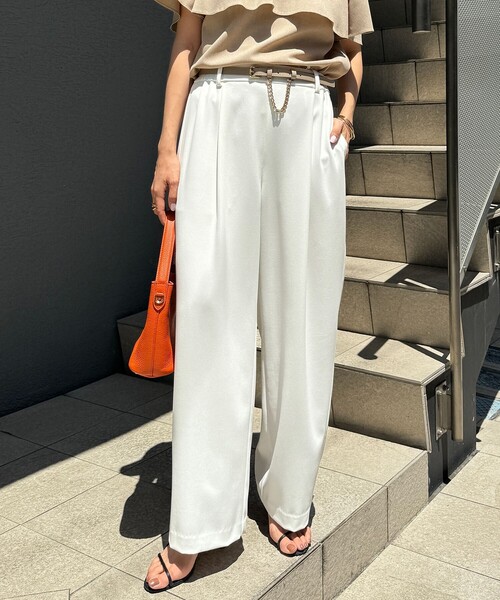 NOLLEY’S(ノーリーズ)の「ウォッシャブルツイルイージータックワイドパンツ(その他パンツ・レディース・ブラック/ネイビー/ホワイト・40/38/36/34)」の2枚目の写真