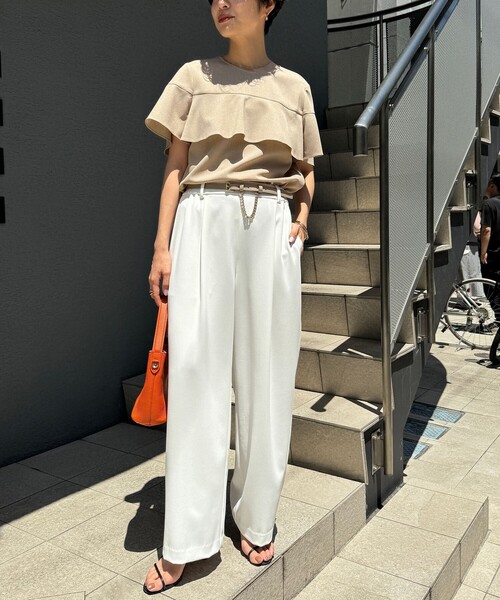 NOLLEY’S(ノーリーズ)の「ウォッシャブルツイルイージータックワイドパンツ(その他パンツ・レディース・ブラック/ネイビー/ホワイト・40/38/36/34)」の6枚目の写真