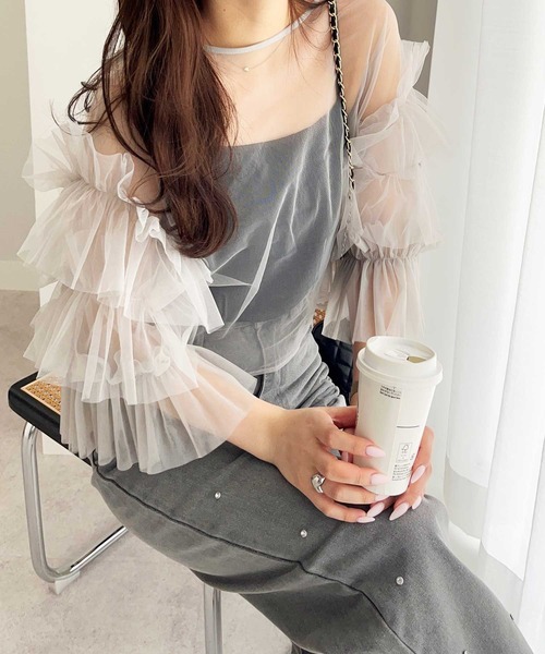 nelliy.（ネルリー）の「前後2WAYチュールブラウス（シャツ/ブラウス・レディース・アイボリー/グレー・MEDIUM）」の2枚目の写真