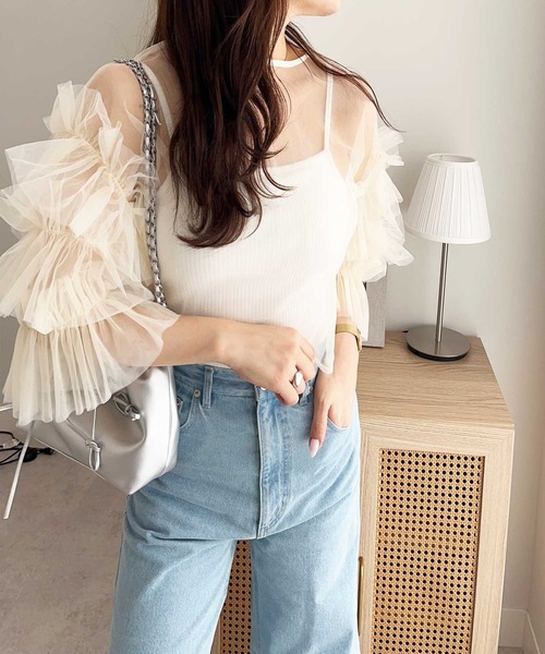 nelliy.（ネルリー）の「前後2WAYチュールブラウス（シャツ/ブラウス・レディース・アイボリー/グレー・MEDIUM）」の6枚目の写真