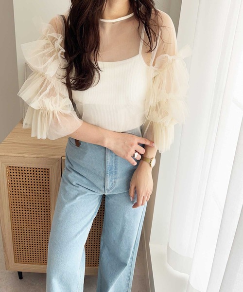 nelliy.（ネルリー）の「前後2WAYチュールブラウス（シャツ/ブラウス・レディース・アイボリー/グレー・MEDIUM）」の8枚目の写真