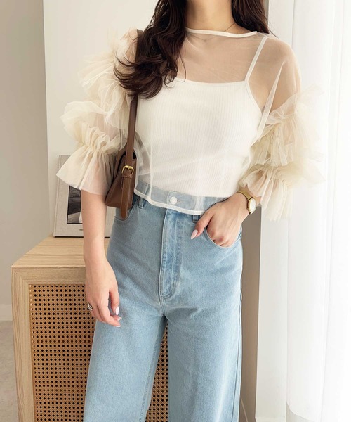 nelliy.（ネルリー）の「前後2WAYチュールブラウス（シャツ/ブラウス・レディース・アイボリー/グレー・MEDIUM）」の9枚目の写真