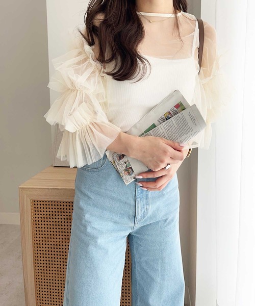 nelliy.（ネルリー）の「前後2WAYチュールブラウス（シャツ/ブラウス・レディース・アイボリー/グレー・MEDIUM）」の12枚目の写真