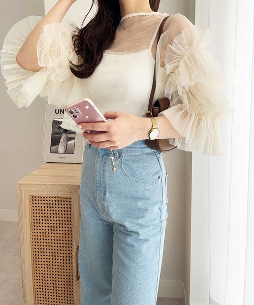 nelliy.（ネルリー）の「前後2WAYチュールブラウス（シャツ/ブラウス・レディース・アイボリー/グレー・MEDIUM）」の11枚目の写真