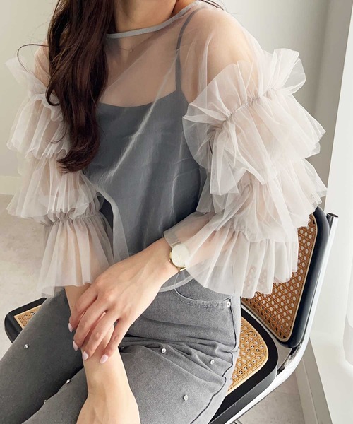 nelliy.（ネルリー）の「前後2WAYチュールブラウス（シャツ/ブラウス・レディース・アイボリー/グレー・MEDIUM）」の18枚目の写真