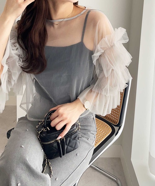 nelliy.（ネルリー）の「前後2WAYチュールブラウス（シャツ/ブラウス・レディース・アイボリー/グレー・MEDIUM）」の17枚目の写真