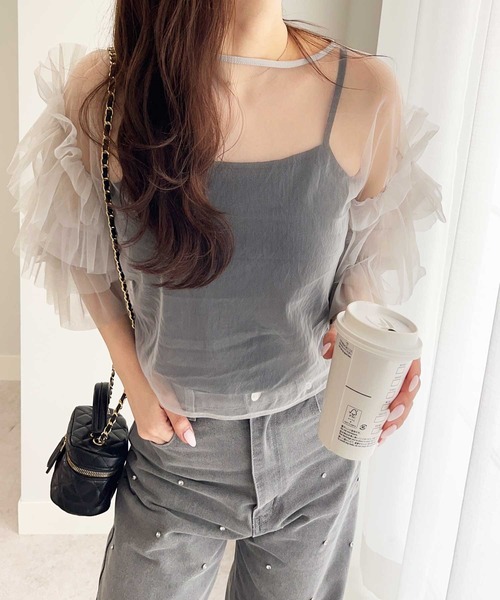 nelliy.（ネルリー）の「前後2WAYチュールブラウス（シャツ/ブラウス・レディース・アイボリー/グレー・MEDIUM）」の22枚目の写真