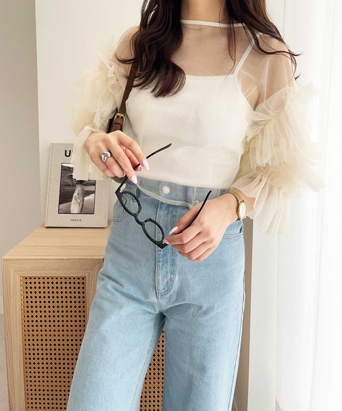 nelliy.（ネルリー）の「前後2WAYチュールブラウス（シャツ/ブラウス・レディース・アイボリー/グレー・MEDIUM）」の4枚目の写真