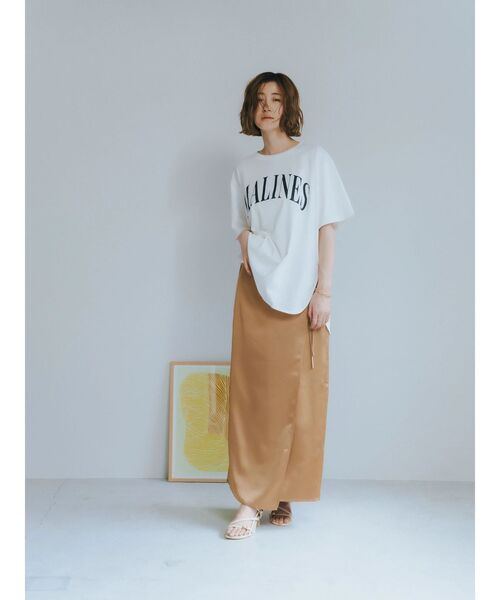 YECCA VECCA（イェッカヴェッカ）の「ラップ風サテンロングスカート（スカート・レディース・ピンクベージュ/ネイビー/キャメル・S/M）」の17枚目の写真