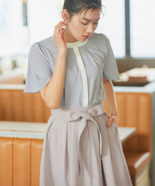 Tiaclasse（ティアクラッセ）の「リボン付きフレアスカート（スカート・レディース・ブラック/グレイッシュベージュ/ブルー・S/M/L）」の9枚目の写真