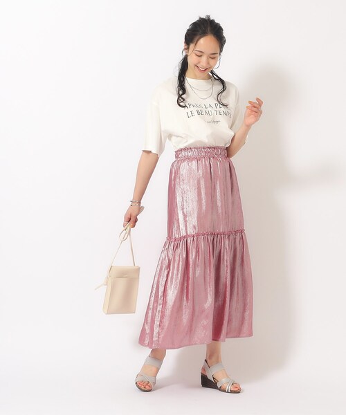 Cutie Blonde（キューティーブロンド）の「◆キラキラ箔プリント ティアードスカート（スカート・レディース・シルバー系その他/ピンク系/シルバー・00）」の15枚目の写真