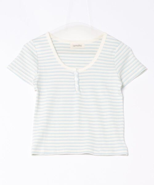 aimoha(アイモハ)の「縞柄カットソー (SS)(Tシャツ/カットソー・レディース・ピンク/ブルー・LARGE/SMALL/MEDIUM)」の14枚目の写真