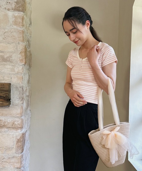 aimoha(アイモハ)の「縞柄カットソー (SS)(Tシャツ/カットソー・レディース・ピンク/ブルー・LARGE/SMALL/MEDIUM)」の18枚目の写真
