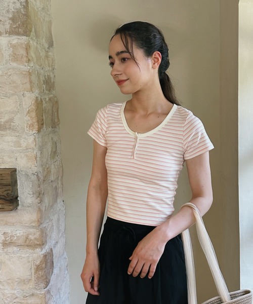aimoha(アイモハ)の「縞柄カットソー (SS)(Tシャツ/カットソー・レディース・ピンク/ブルー・LARGE/SMALL/MEDIUM)」の19枚目の写真