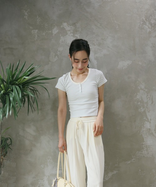aimoha(アイモハ)の「縞柄カットソー (SS)(Tシャツ/カットソー・レディース・ピンク/ブルー・LARGE/SMALL/MEDIUM)」の16枚目の写真