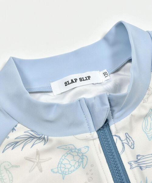 SLAP SLIP（スラップスリップ）の「【お揃い】恐竜/海のいきもの総柄ジップ付きラッシュガード(90~130cm)（ラッシュガード・キッズ・グリーン/ブルー系その他・120cm/90cm/110cm/100cm）」の8枚目の写真