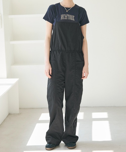 coca(coca)(コカ)の「ナイロンタッサーサロペット(サロペット/オーバーオール・レディース・ブラック/アイボリー・L/M)」の1枚目の写真