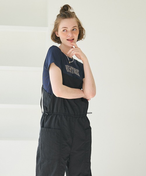 coca(coca)(コカ)の「ナイロンタッサーサロペット(サロペット/オーバーオール・レディース・ブラック/アイボリー・L/M)」の4枚目の写真