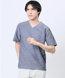 m.f.editorial（エムエフエディトリアル）の「スラブタック フェイクVネック半袖Ｔシャツ（Tシャツ/カットソー・メンズ）」